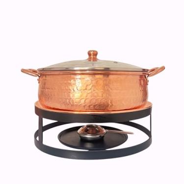 Imagem de Rechaud de Cobre Puro Banho Maria 4 Litros Bojudo Buffet