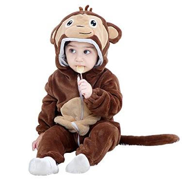 Imagem de BJWEO Roupa de Natal fofa para bebês meninas e meninos, fantasia de Halloween, macacão de inverno para recém-nascidos (macaco, 6 a 12 meses)