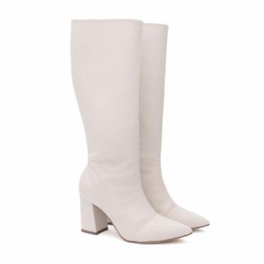 Imagem de Bota Feminina Talita Casual Cano Longo Bico Fino Salto Grosso Not-me, 