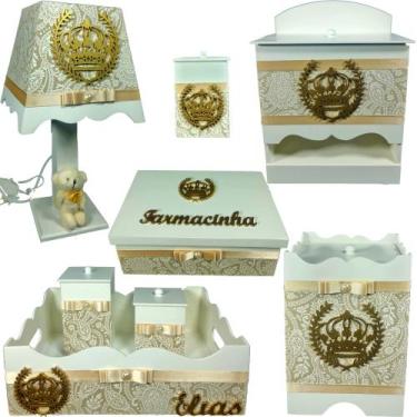 Imagem de Kit farmacinha Higiene bebê Mdf 8 pçs - REALEZA DE COROA - Flores para