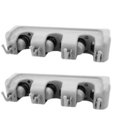 Imagem de KIT 2 Suporte Multiuso COM 4 GANCHOS 3 ENCAIXES VASSOURAS RODO CHAVES FUNCIONAL PENDURAR MATERIAL DE LIMPEZA OTIMIZAR ESPAÇOS CASA ORGANIZADA NÃO ENFERRUJA CINZA 26/6CM