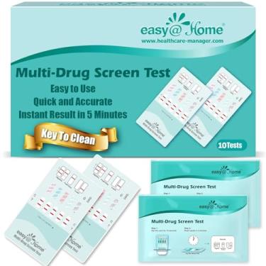 Imagem de Easy@Home Pacote Com 10 Kits De Teste Instantâneo De Drogas Com 10 Painéis, Incluindo Bup - Teste De Maconha (Thc), Bup, Coc, Opi 2000, Bar, Bzo, Met/Mamp, Mtd, Oxy, Tca - Teste De Drogas Por Imersão