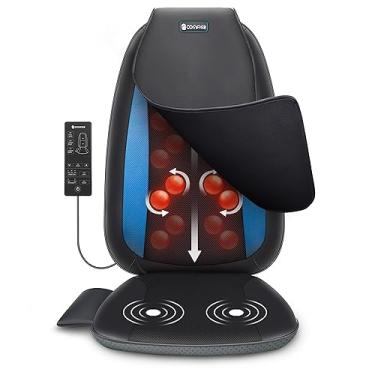 Imagem de COMFIER Massageador Shiatsu para as costas com calor, almofada de cadeira de massagem para costas inteiras, almofada de assento para amassar tecidos profundos, massageador de costas para uso em casa