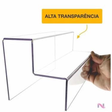 Imagem de Expositor Acrilico Ps Plataforma Vitrine Loja Escadinha 2 degraus pequ