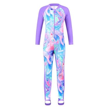Imagem de TFJH E 1 peça de roupa de banho para meninas de manga comprida FPS 50+ Rash Guard com z...