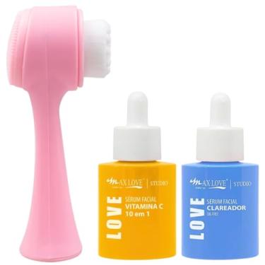 Imagem de Kit Skin Care, Escova de Limpeza Facial 2 em 1, Sérum Vitamina C, Sérum Facial Clareador