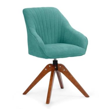 Imagem de Athena Collection Cadeira de destaque moderna, cadeira de leitura giratória confortável para adultos, poltrona de tecido estofado macio com pernas de madeira para sala de estar, quarto, dormitório,