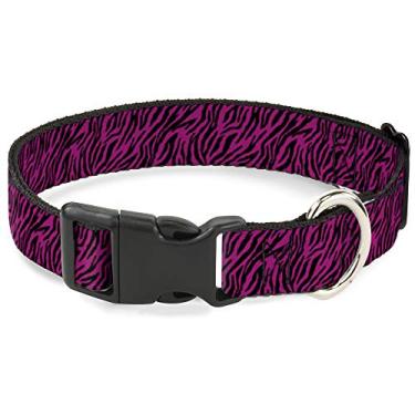 Imagem de Buckle-Down Coleira com clipe de plástico - Zebra 2 rosa fúcsia - 2,54 cm de largura - serve para pescoço de 22,86 a 38,10 cm - pequeno