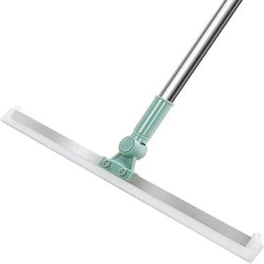 Imagem de Rodo Vassoura de Silicone 2 em1 Raspador Mágico Cabo Extensor Limpa Vidros Pisos Tapetes Superfícies Lisas - Multifuncional Prático e Eficiente 50cm Largura até 1,35m Altura