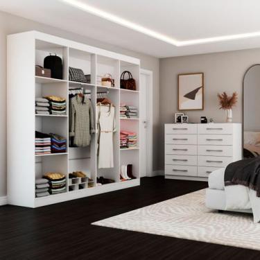 Imagem de Closet Casal Ele e Ela 8 Prateleiras e Cômoda 10 Gavetas Branco - Pano