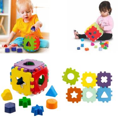Imagem de Cubo Didático Colorido Brinquedo Infantil Monta e Desmonta Com Peças De Encaixar Educativo