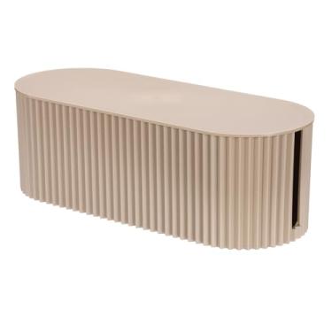 Imagem de YOKIVE Caixa de gerenciamento de cabos, organizador de fitas decorativas, acessórios de mesa para TV, computador, casa, escritório, marrom claro