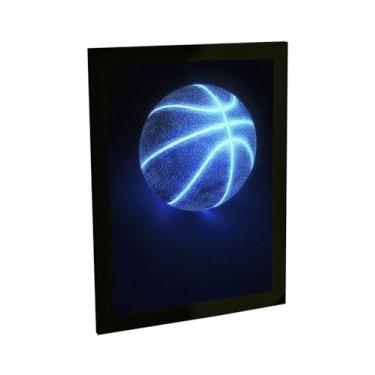 Imagem de Quadro Decorativo Basquete Bola Azul Esportes Decoração Poster Quarto Sala
