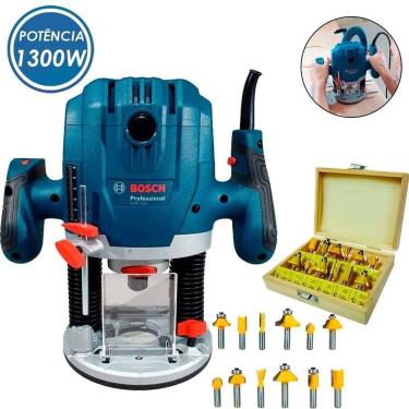 Imagem de Tupia Coluna Bosch 1300w Profissional + Kit 12 Fresas