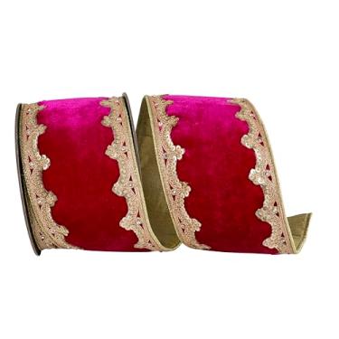 Imagem de Reliant Ribbon Fita de veludo de pelúcia com fio para aparar vieiras de lantejoulas, rubi