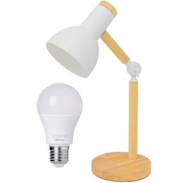 Imagem de Luminária Mesa Abajur 45Cm Articulada Retrô Madeira Gimpo