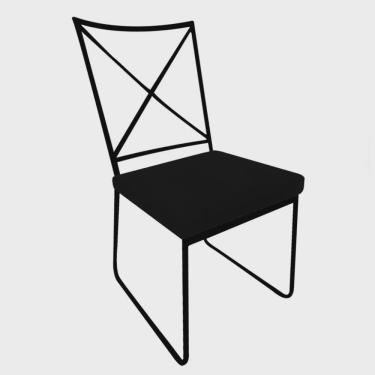 Imagem de Cadeira Sala de Jantar Escritório Office Clark Industrial Ferro Preto Corino Preto - Ahz Móveis