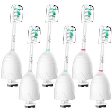 Imagem de Vochigh Cabeças de escova de dentes de substituição compatíveis com Philips Sonicare: compatível com Sonicare E-Series HX7022/66, Cleancare & Advance alças de escova elétrica rosqueadas, pacote com 6