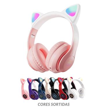 Imagem de Fone Infantil Gatinho Bluetooth Com Luz Led Colorida