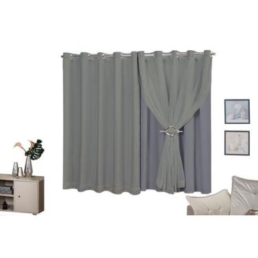 Imagem de Cortina  com Voil Corta Luz Ilhós cromado 5,00x1,00 - Empório Luz, Cin