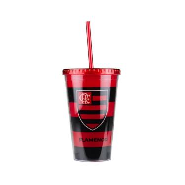 Imagem de Copo Plástico Canudo 450Ml - Flamengo