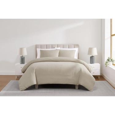 Imagem de Cannon Heritage Cotton Waffle Khaki Conjunto de edredom casal/queen 3 peças, textura sólida, para homens e mulheres, certificado Oeko-TEX Confidence