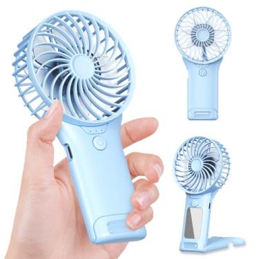 Imagem de GEHEN Ventilador de bolso portátil, recarregável por USB, mini ventilador com espelho, vento de 4 marchas, até 15 horas, ventilador de mão com resfriamento potente para viagem/verão/concertos/cílios,