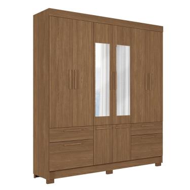 Imagem de Guarda-roupa 8 Portas 4 Gavetas com Espelho Mdp Curitiba Jatoba