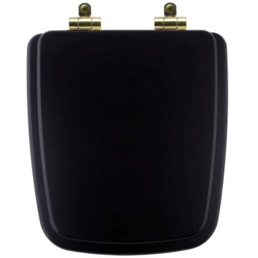Imagem de Tampa De Vaso Poliéster Com Amortecedor Boss Matte Black Para Bacia Incepa Com Ferragem Dourada