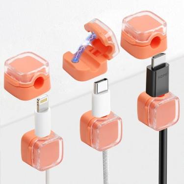 Imagem de GMMA 6 clipes de gerenciamento de cabos para casa, escritório, mesa, cabo, organizador, acessórios, carregador, USB, organizador de fios, suporte para mesa de cabeceira automotivo (laranja)