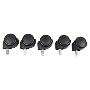 Imagem de 5PCS Office Ch Wheels Conjunto - Substituição de Roda de Gole de Rodízio Plástica para Móveis e Cadeiras de Escritório, Preto