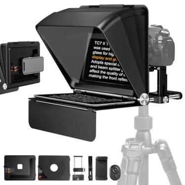 Imagem de LENSGO Teleprompter para câmera de telefone com controle remoto — TC7II 7,9'' aplicativo portátil dobrável compatível com iOS/Android para YouTube/entrevista/ensino online/transmissão ao vivo