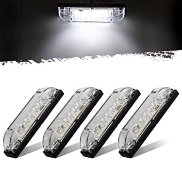 Imagem de Partsam 4 peças de 10 cm de barra de luz de LED branco 6 lentes transparentes de LED à prova d'água 12 V veículos montagem de superfície de decoração 10 cm de linha fina Lâmpadas de farol de barco Reboque luzes Marinha LED Marker luzes