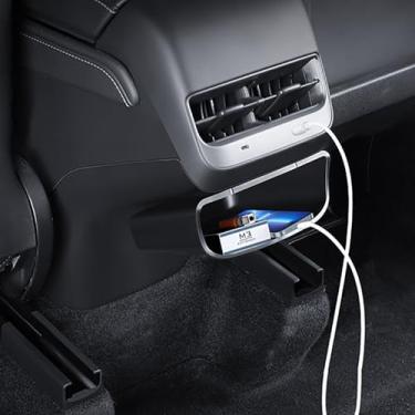 Imagem de STAMOO Para Tesla Model 3 / Y 2017-2024 (compatível com o novo modelo 3 Highland 2024) Ventilação CA painel inferior antisujidade saída de ar condicionado traseira capa guarnição anti chute com caixa