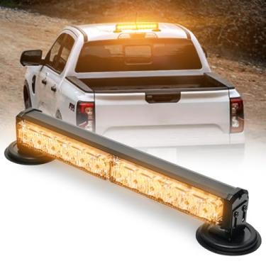 Imagem de BooYu Barra de luzes estroboscópicas de emergência alimentada por bateria de 34,3 cm para caminhão e reboque, recarregável, na estrada, sem fio, para telhado, mini luz de aviso de LED piscante com