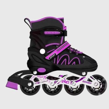 Imagem de Patins Inline Infantil De 4 Rodas Roxo Menina Patins Roller Profission