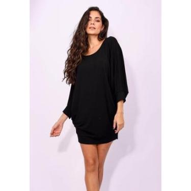 Imagem de Vestido Curto Malha Morcego Manga 3/4 Preto - G - Veste do 44 ao 46-Feminino