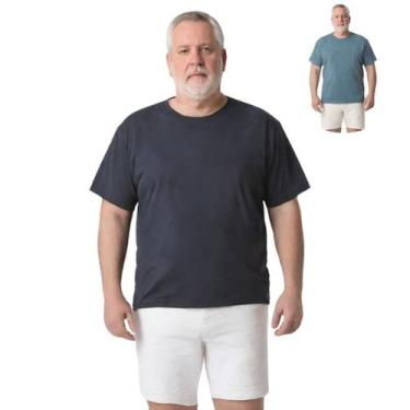 Imagem de Kit 2 Camisas Masculina Manga Curta Plus Size Malha Fria - Genérica, P