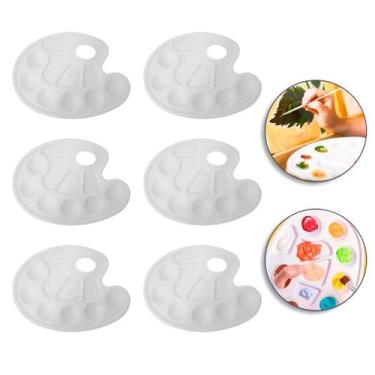 Imagem de Kit 6 Bandejas Paleta Godê Para Pinturas Tinta Aquarela Escolar Artesa