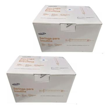 Imagem de Seringa 6mm Insulina Ultra Fina 1ml 6mm X 0,25mm Kit 200