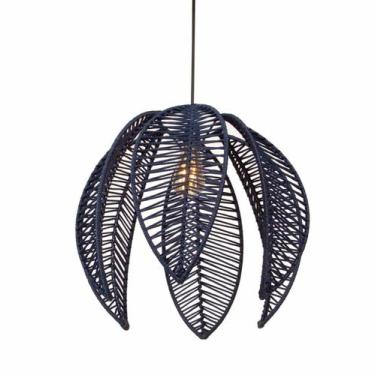 Imagem de Lustre Pendente Pétala Boho Corda Náutica Sala Quarto - FibraDecor, Az