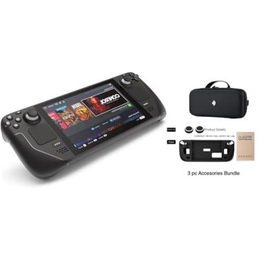 Imagem de Valve Steam Deck 2TB Upgraded Handheld Gaming Console with Carring case, 1280 x 800 LCD Display Silicone Soft Cover Protector & Joystic Cap & Tempered Glass Film Bundle