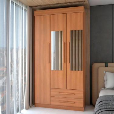 Imagem de Guarda-Roupa Solteiro Sublime 3 Portas 2 Gavetas com Espelho Cinamomo - Panorama Móveis