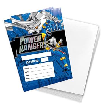 Imagem de Desert Cactus Cartões de convites de feliz aniversário Power Rangers 10 unidades com envelopes meninos meninas festa infantil (estilo E)