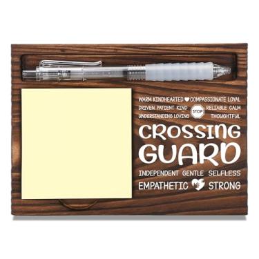 Imagem de Presentes de agradecimento da Crossing Guard, presente de agradecimento para atendente de faixa de pedestres, presentes de pessoal de colegas de trabalho, porta-notas adesivas de madeira e suporte de