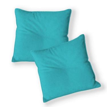 Imagem de Kit 2 Capas Para Almofada Quadrada Veludo 50x50cm - 7 Decor, Azul Turq