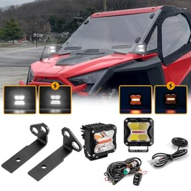 Imagem de WeiSen Barra De Luz Led Âmbar Branca 3" Com Suportes Montagem Em Pilar E Interruptor Basculante Chicote Elétrico Dt, 4 Modos Estroboscópicos Compatíveis Polaris Rzr Pro Turbo R 2020-2025