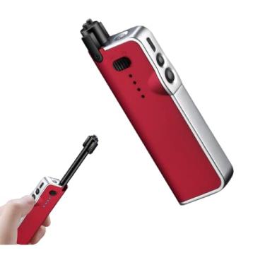 Imagem de YOZWOO Isqueiro Eletrônico - De Arco Plasma Usb Recarregável, Sem Chama, Indicador Bateria Em Led, Design Retrátil Para Velas, Cozinha, Churrasco (Vermelho)