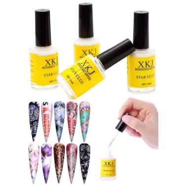 Imagem de XICHEN 4 Frascos De Cola Profissional Para Unhas Starry Sky, Transferência Adesivos, Decorações, Pontas Adesivas, Branca, 15 Ml/Frascos