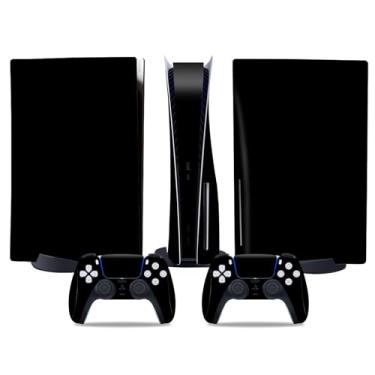 Imagem de Capa de console compatível com disco PS5, conjunto completo de capa decalque de vinil para controle de jogo (preto)